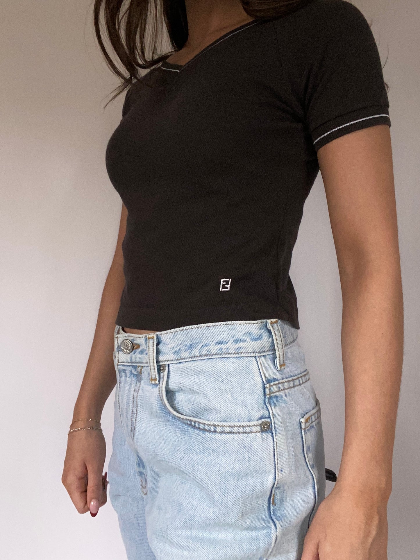 Fendi Logo Short Sleeve Top Size XS/S
