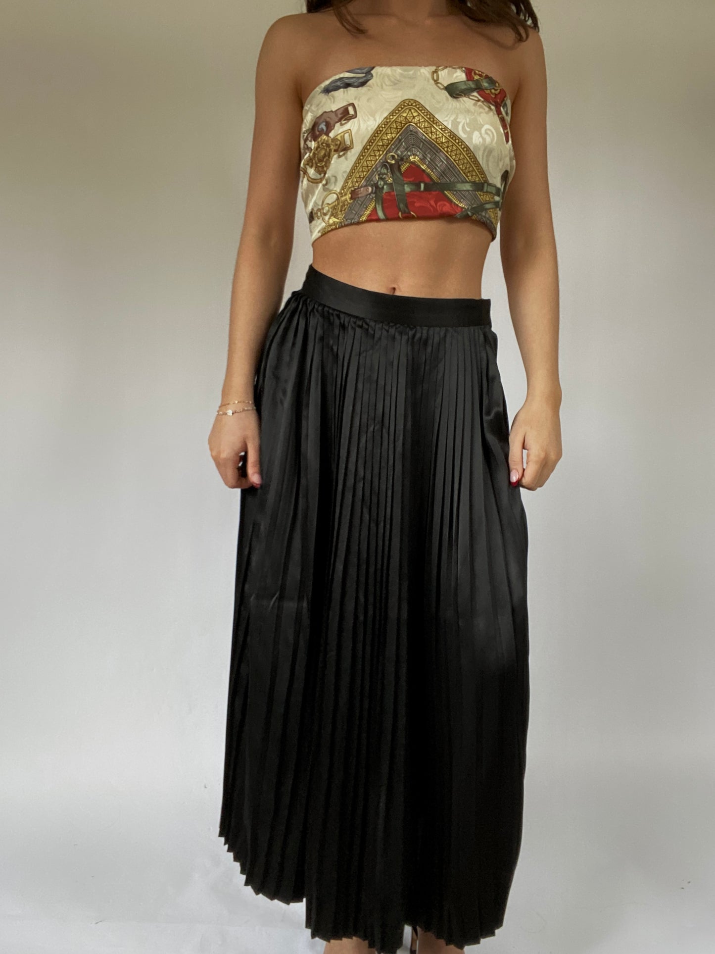 Christian Dior Black Silk Pleated Skirt Size 26