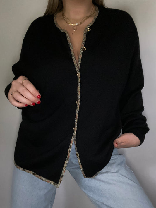 Vintage Burberry Nova Check Detail Cardigan Size L