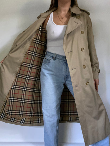 Burberry Nova Check Khaki Trench Size M/L