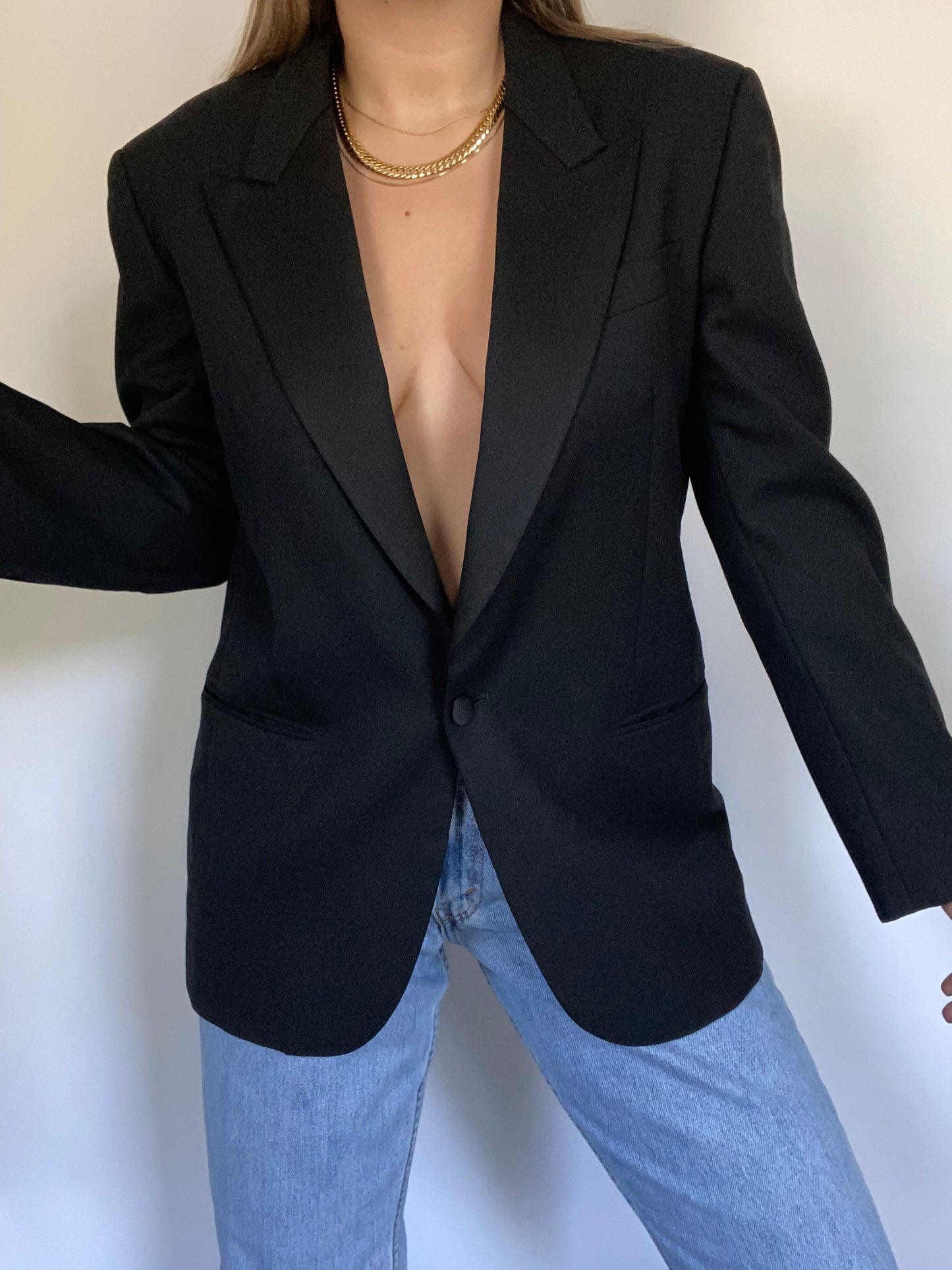 Italian Black Tuxedo Blazer Size M