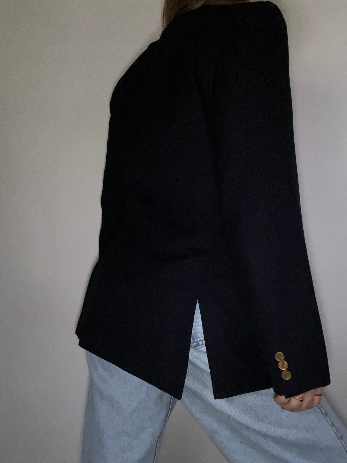 Vintage Yves Saint Laurent Logo Navy Blazer Size M