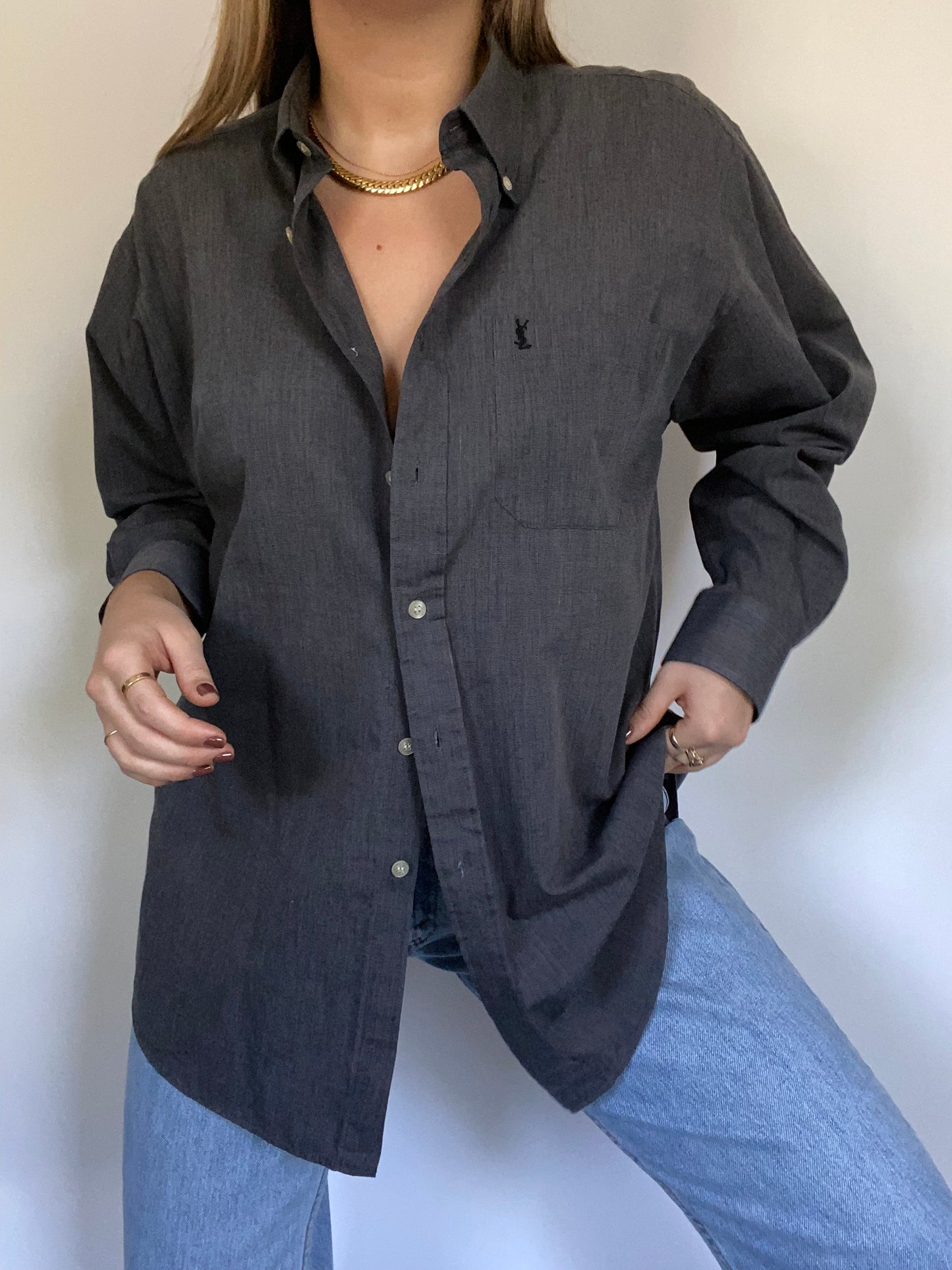 Yves Saint Laurent Grey Button Up Size M/L