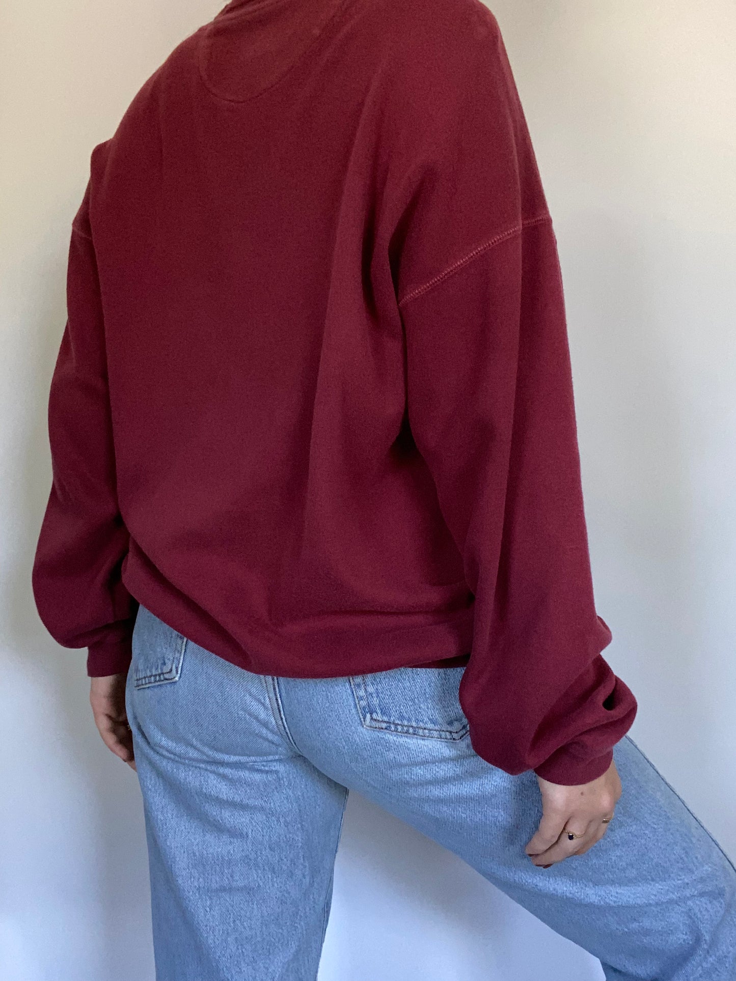 Yves Saint Laurent Logo Burgundy Pullover Size M