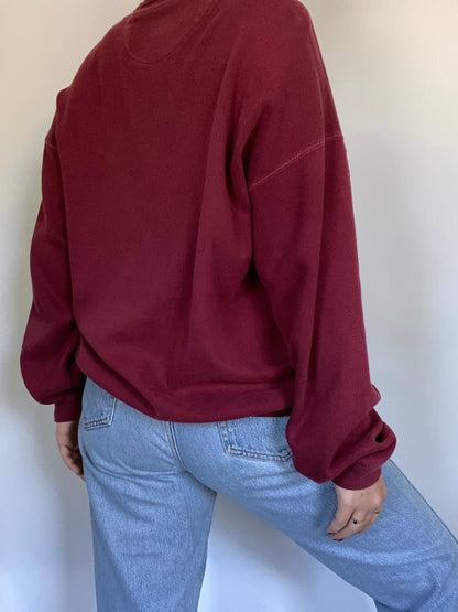 Yves Saint Laurent Logo Burgundy Pullover Size M