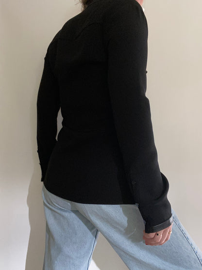 Vintage Gucci Leather Trim Blouse Size S/M