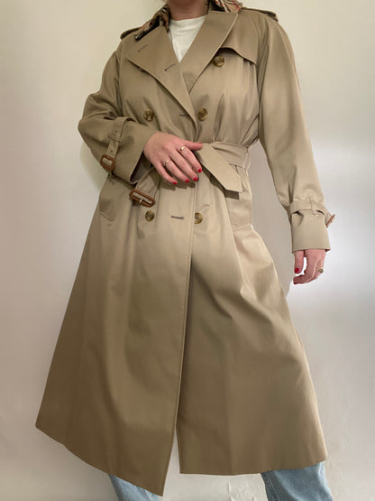Vintage Burberry Nova Check Khaki Trench Size 8
