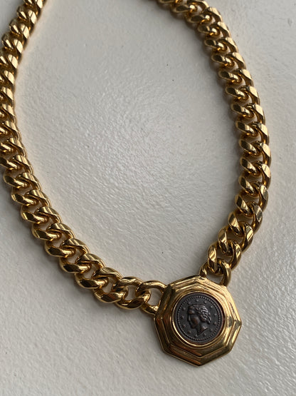 Coin Pendant Cuban Link Necklace