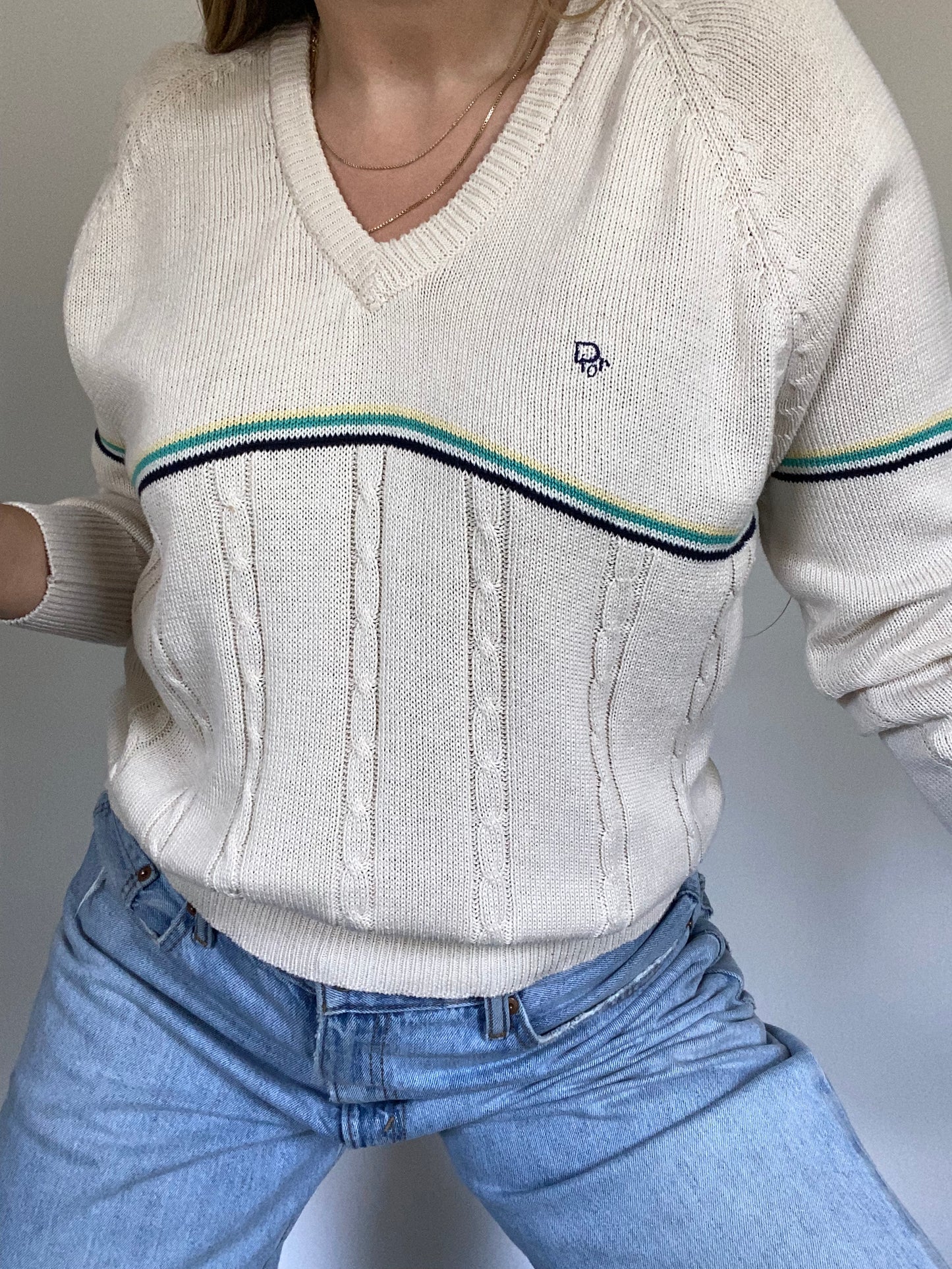 Christian Dior Logo Ivory Sweater Size M