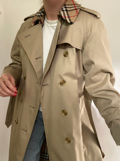 Vintage Burberry Nova Check Khaki Trench Size 8