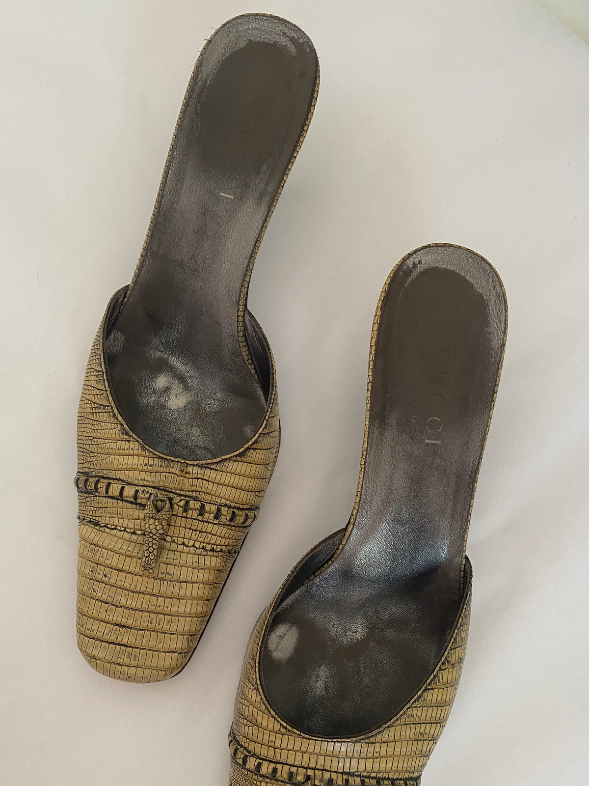 Archival Gucci by Tom Ford Lizard Embossed Mules Size 9.5