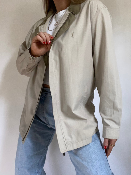 Yves Saint Laurent Logo Beige Lightweight Jacket Size M/L