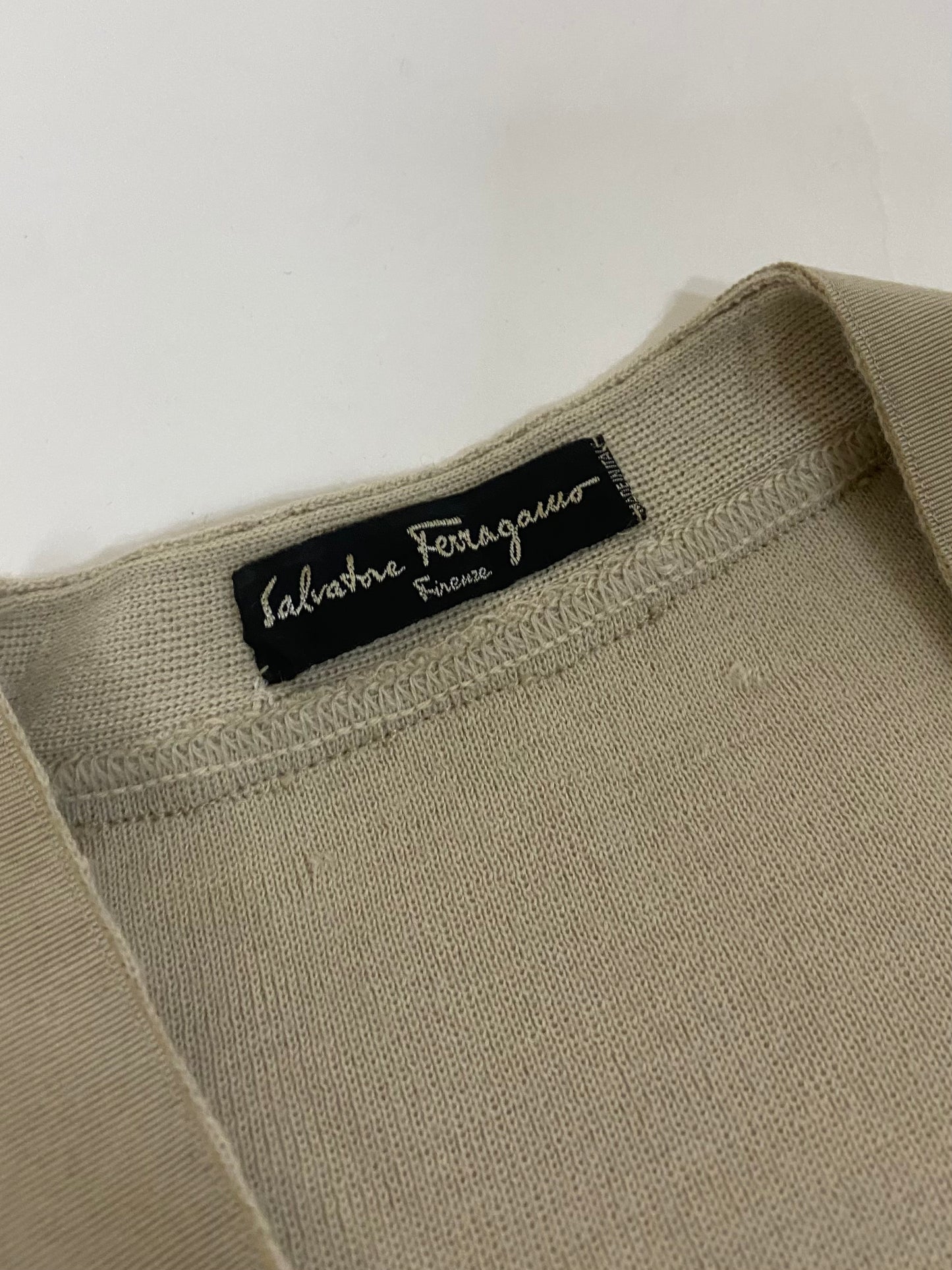 Salvatore Ferragamo Logo Button Biege Cardigan Size M