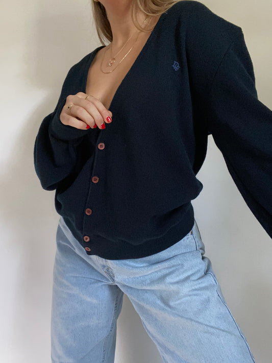 Christian Dior Logo Navy Cardigan Size M/L
