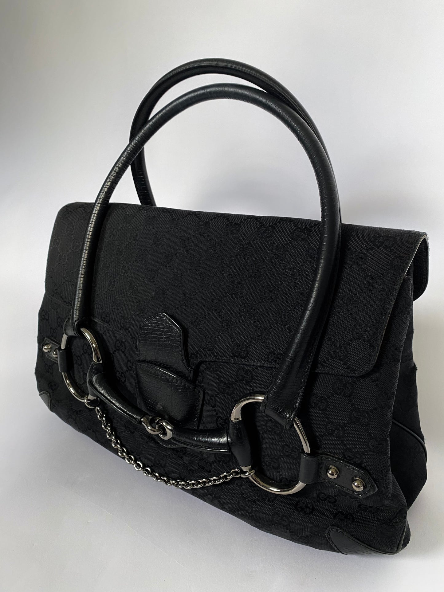 Gucci Monogram Horsebit Chain Flap Bag