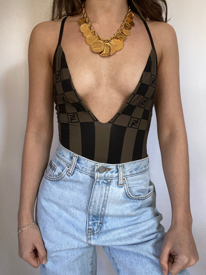 Fendi Logo One Piece Bathing Suit Size XS