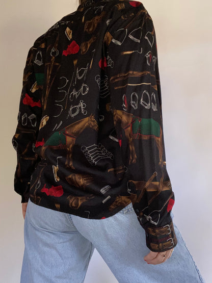 Ralph Lauren Equestrian Print Button Up Size L
