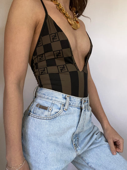 Fendi Logo One Piece Bathing Suit Size XS