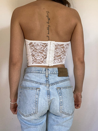 Christian Dior White Lace Corset Bustier Size S/M