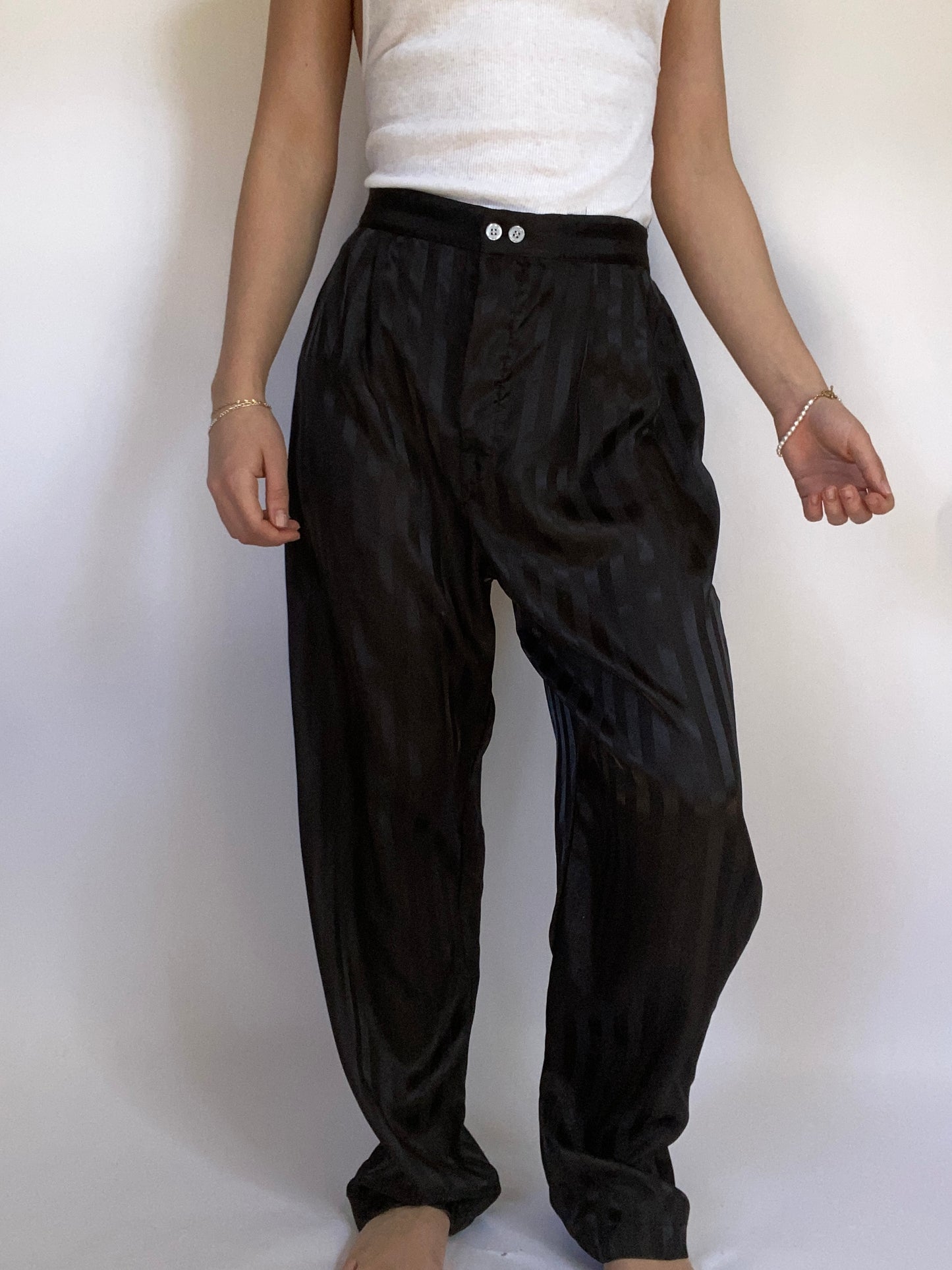 Christian Dior Striped Satin Slip Pants Size S/M
