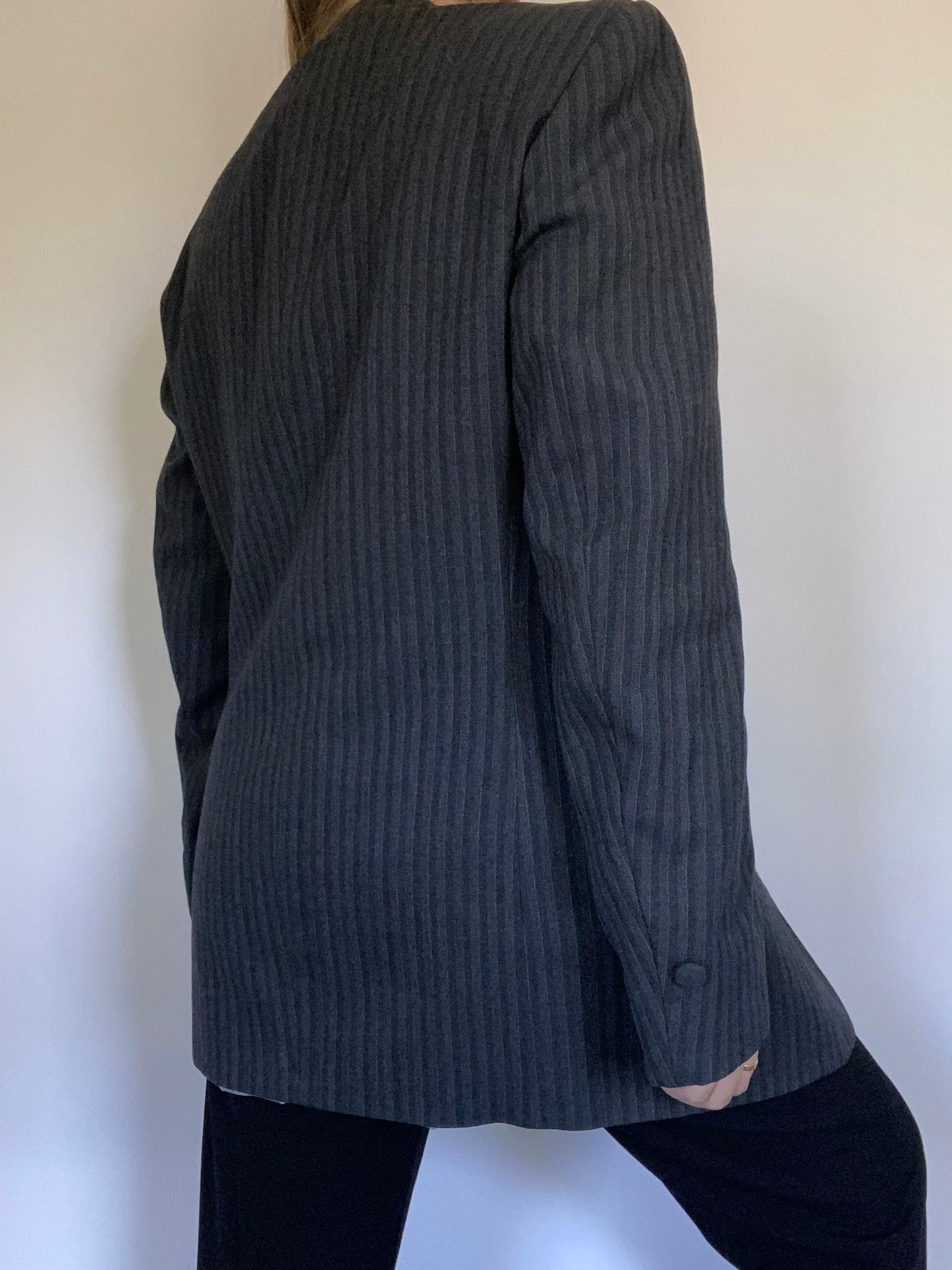 Christian Dior Grey Pinstriped Blazer Size M