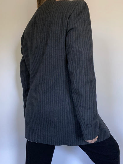 Christian Dior Grey Pinstriped Blazer Size M