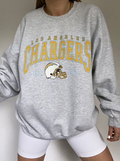 LA Chargers Heather Grey Graphic Pullover Size L/XL