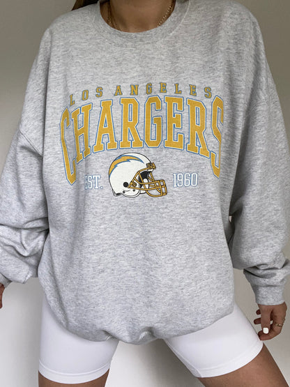 LA Chargers Heather Grey Graphic Pullover Size L/XL