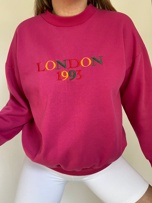 1993 Hot Pink London Crewneck Pullover Size M