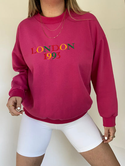 1993 Hot Pink London Crewneck Pullover Size M