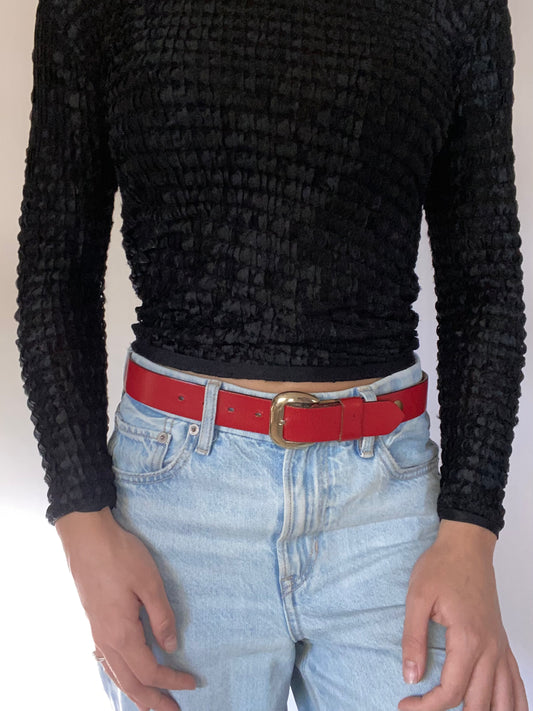 Givenchy Red Leather Belt Size XS