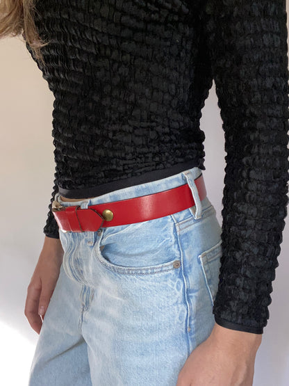 Givenchy Red Leather Belt Size XS