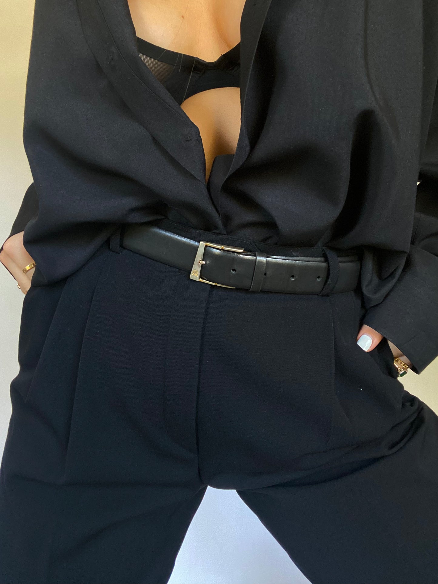 Christian Dior Black Leather Belt Size M/L