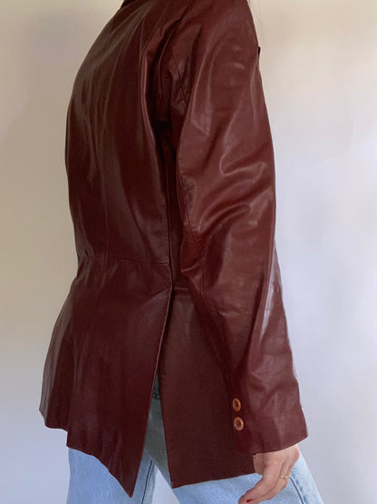 Yves Saint Laurent Cognac Leather Blazer Jacket Size M/L