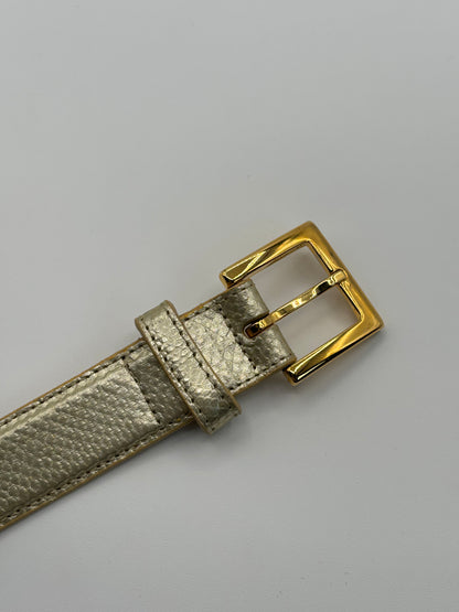 Saks Fifth Avenue Metallic Gold Leather Belt Size L