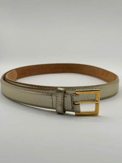 Saks Fifth Avenue Metallic Gold Leather Belt Size L