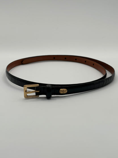 Ralph Lauren Black Crocodile Embossed Leather Belt Size L/XL