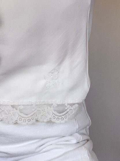 Christian Dior Logo White Satin Tank Size M/L