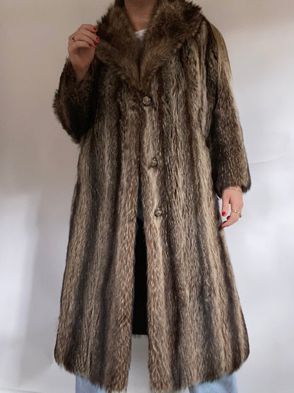 Genuine Full Length Striped Mink Fur Size M/L