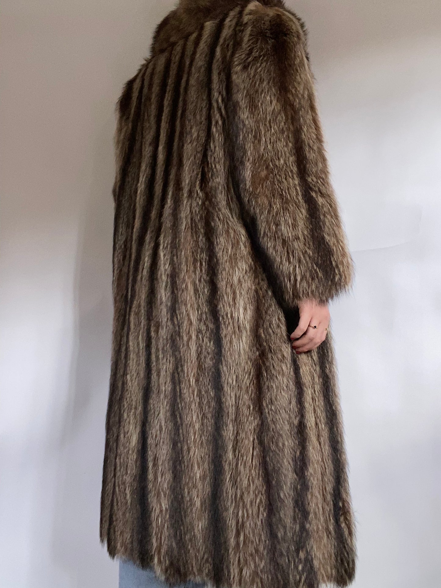 Genuine Full Length Striped Mink Fur Size M/L