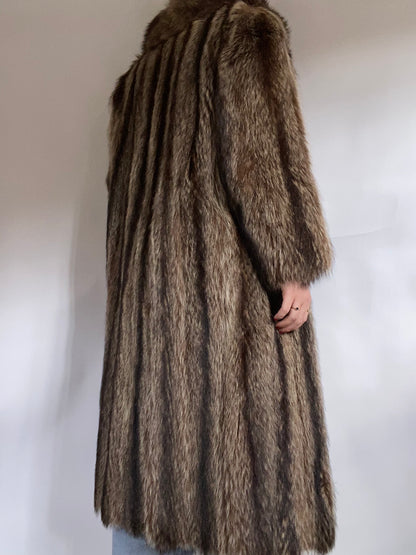 Genuine Full Length Striped Mink Fur Size M/L
