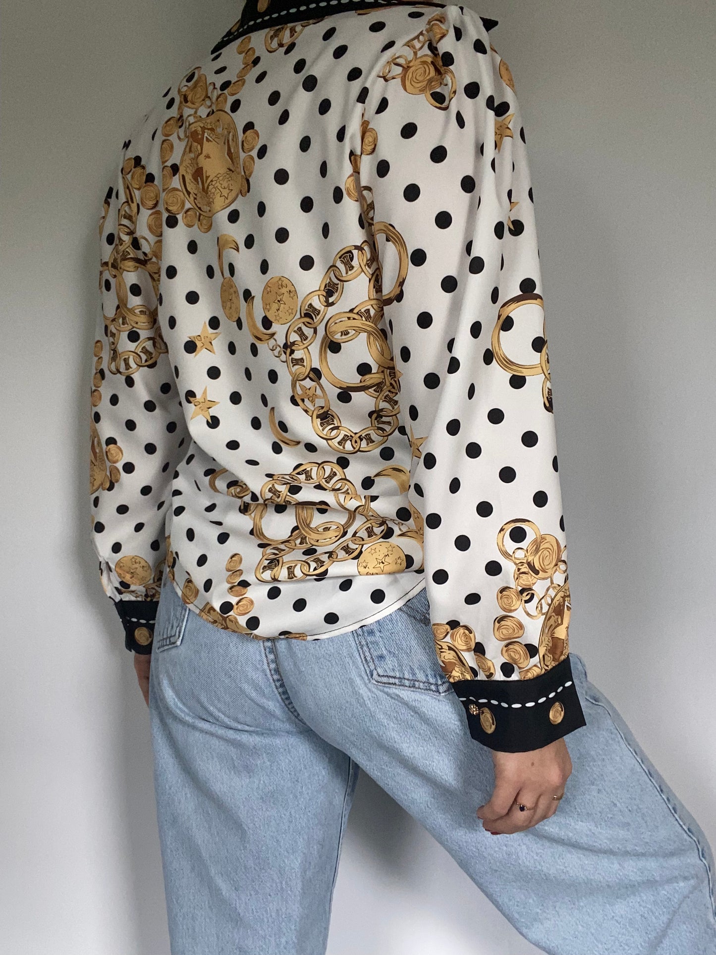 Celine Logo Polka Dot Button Up Size M