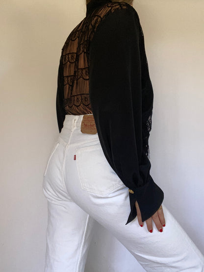 La Perla Fringe Tie Blouse Size 8