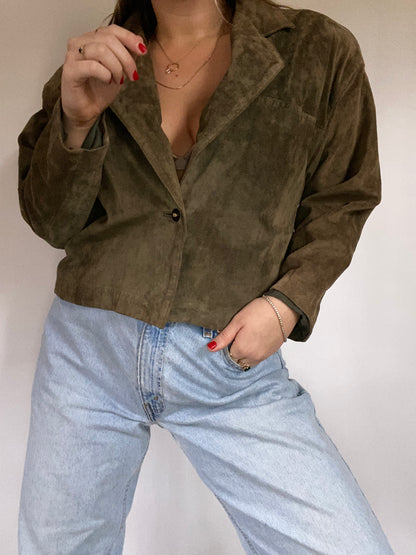 Christian Dior Olive Green Suede Jacket Size M