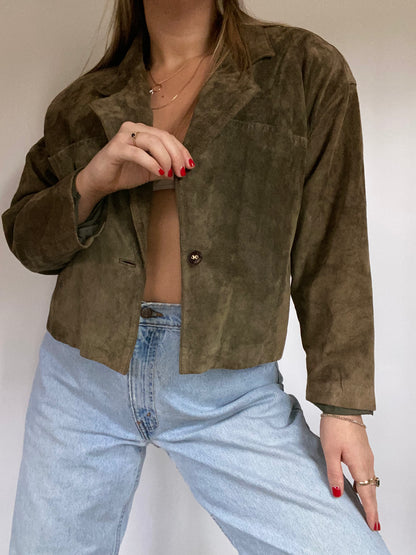 Christian Dior Olive Green Suede Jacket Size M