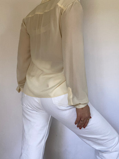 Givenchy Pearl Accent Ivory Button Up Size M