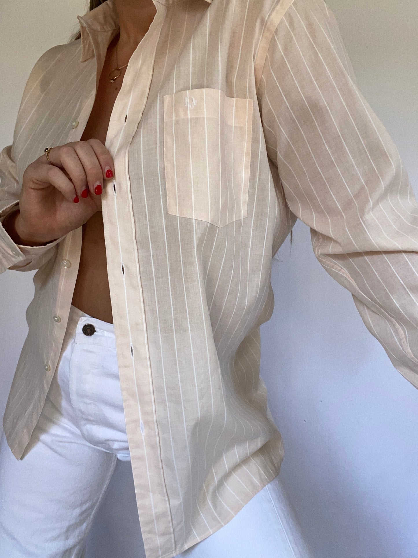 Christian Dior Logo Striped Button Up Size S/M
