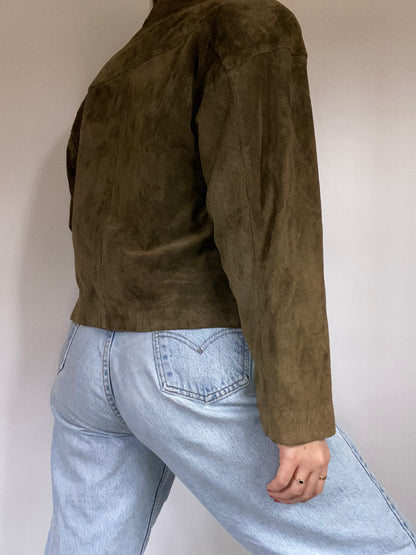 Christian Dior Olive Green Suede Jacket Size M