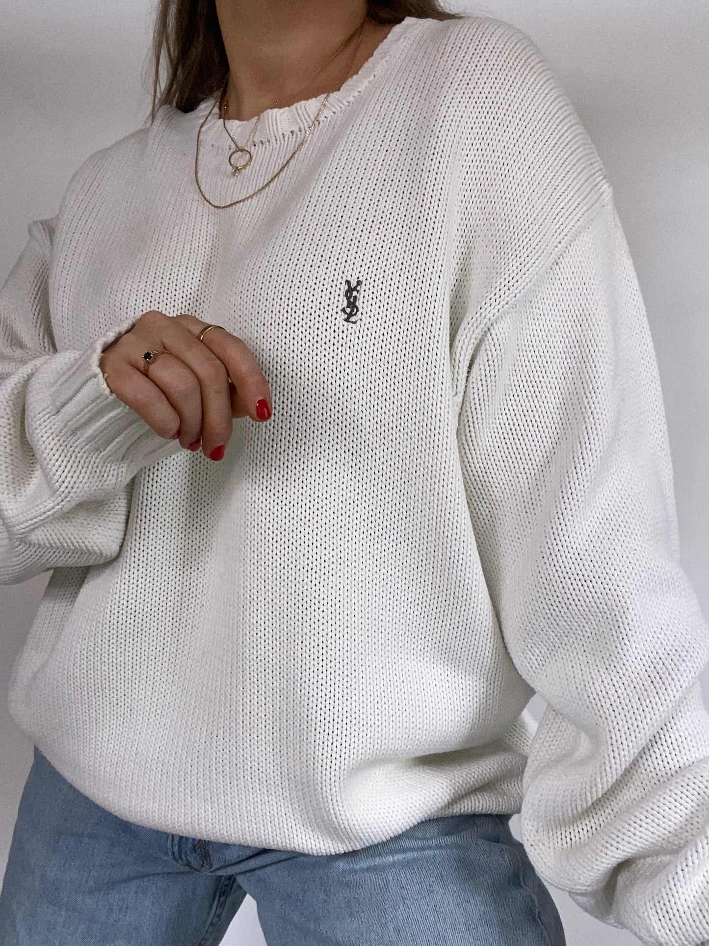 Yves Saint Laurent Logo Knit Sweater Size L/XL