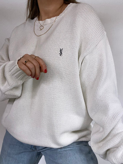 Yves Saint Laurent Logo Knit Sweater Size L/XL